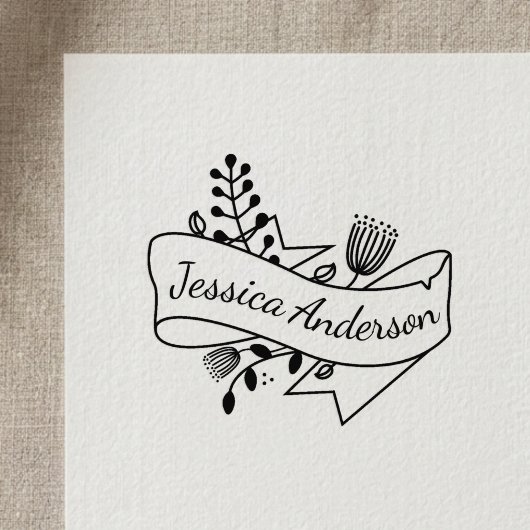 Rustikales Blumenband Abzeichen Personalisierter N Permastempel