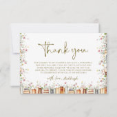 Rustikales Blumenbuch Neues Kapitel Brautparty Dankeskarte (Vorderseite)