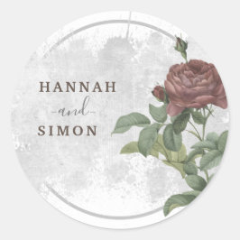 Rustikales Blumenburgund Marsala Modernes Minimali Runder Aufkleber