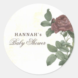 Rustikales Blumenburgund Marsala Modernes Minimali Runder Aufkleber