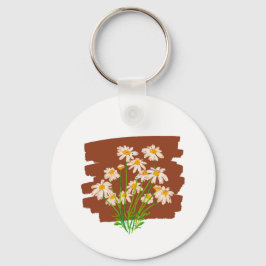 Rustikales Blumendesign auf braunem Hintergrund Schlüsselanhänger