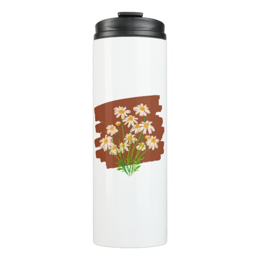 Rustikales Blumendesign auf braunem Hintergrund Thermosbecher (Vorderseite)