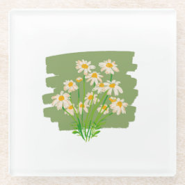 Rustikales Blumendesign auf grünem Hintergrund Glasuntersetzer