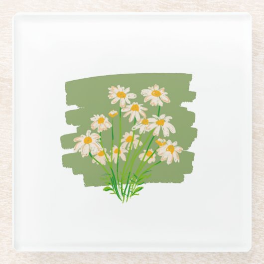 Rustikales Blumendesign auf grünem Hintergrund Glasuntersetzer (Vorderseite)