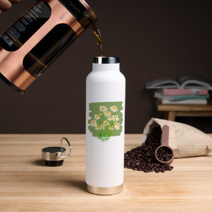 Rustikales Blumendesign auf grünem Hintergrund Trinkflasche