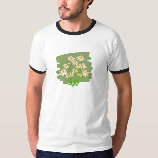 Rustikales Blumendesign im grünen Hintergrund T-Shirt (Vorderseite)