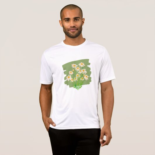 Rustikales Blumendesign im grünen Hintergrund T-Shirt (Vorne ganz)