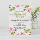 Rustikales Blumendörfchen auf Weißholz Probe Abend Einladung (Stehend Vorderseite)