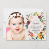 Rustikales Blumenfall Watercolor-Widmungs-Foto Einladung (Vorderseite)