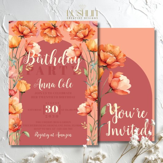 Rustikales Blumengarten Party Wildblume Geburtstag Einladung