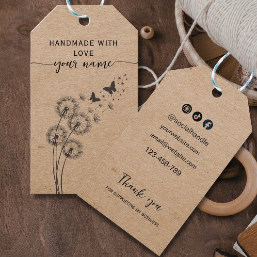 Rustikales Blumengebinde Kraft Handgefertigt mit L Geschenkanhänger