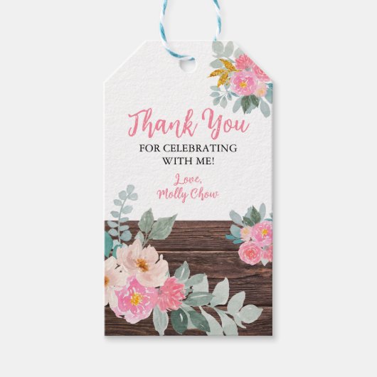 Rustikales Blumengeschenk Geschenkanhänger (Vorderseite)