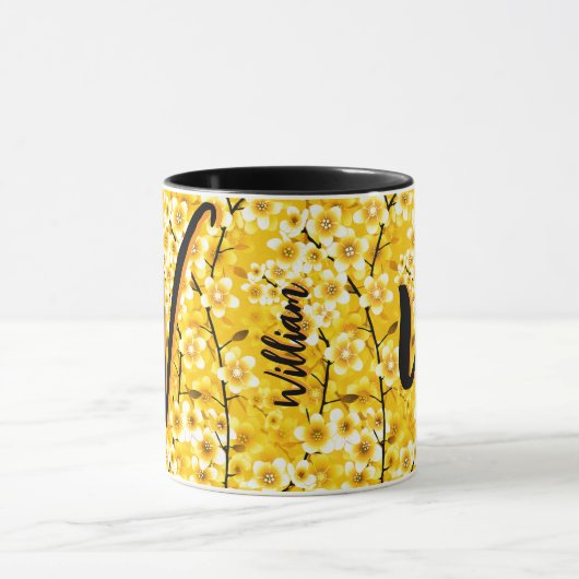 Rustikales Blumengeschenk (Name Monogramm) Antikes Tasse (Zentrum)