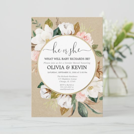 Rustikales Blumengeschlecht offenbart, fallendes G Einladung (Stehend Vorderseite)