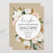 Rustikales Blumengeschlecht offenbart, fallendes G Einladung (Vorne/Hinten)