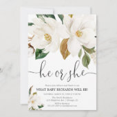 Rustikales Blumengeschlecht, weißes Magnolie Einladung (Vorderseite)