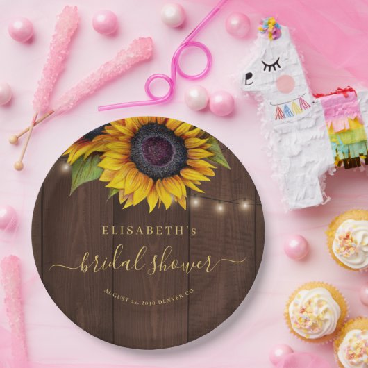 Rustikales, blumengeschmücktes Brautparty Pappteller (Party)