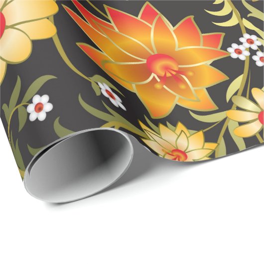 Rustikales, blumengeschmücktes Papier Geschenkpapier (Rolleneckpunkt)