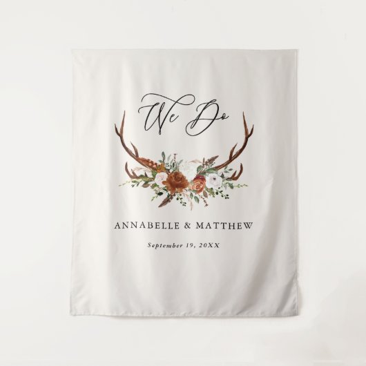 rustikales, blumengeschmücktes Party Wandteppich (Vorderseite)