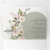 Rustikales Blumengesteck in einer Hochzeit Dreifach Gefaltete Einladung (Innen Erste Seite)