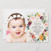 Rustikales Blumengesteck Wasserfarbe Christening F Einladung (Vorderseite)