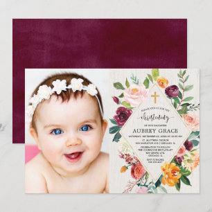 Rustikales Blumengesteck Wasserfarbe Christening F Einladung