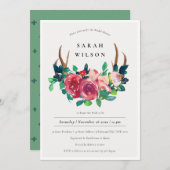 Rustikales Blumengestein Brautparty laden ein Dankeskarte (Vorne/Hinten)