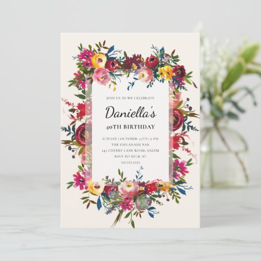 Rustikales Blumengewächse Einladung (Stehend Vorderseite)