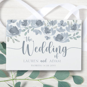 Rustikales Blumengewässer Dusty Blue Wedding Gästebuch