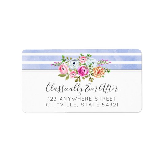 Rustikales Blumengewässer Modernes Strip-Shabby Ch Adressaufkleber (Vorne)