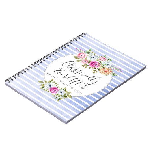 Rustikales Blumengewässer Modernes Strip-Shabby Ch Notizblock (Linke Seite)