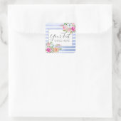 Rustikales Blumengewässer Modernes Strip-Shabby Ch Quadratischer Aufkleber (Tasche)