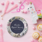 Rustikales Blumenglam Navy Kraft Wedding Bridal Ch Pappteller (Party)