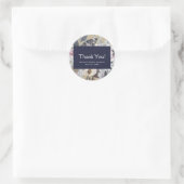 Rustikales Blumenglam Navy Kraft Wedding Bridal Ge Runder Aufkleber (Tasche)
