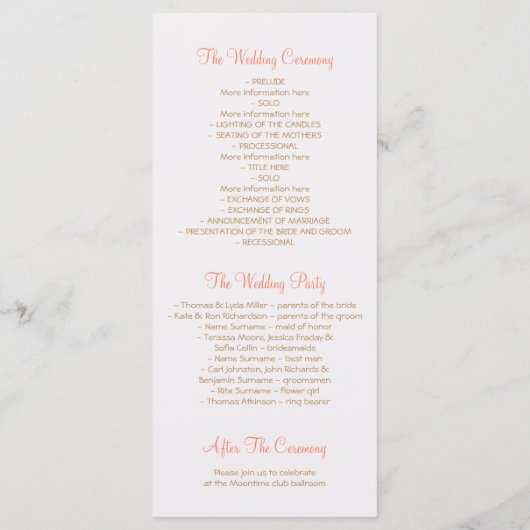rustikales Blumenglas Elegantes Hochzeitsprogramm Programm (Rückseite)