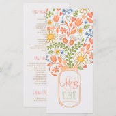 rustikales Blumenglas Elegantes Hochzeitsprogramm Programm (Vorne/Hinten)