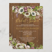 Rustikales, blumengoldfarbenes Elfenbeinholz falle Einladung (Vorne/Hinten)