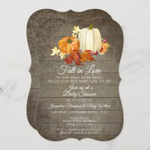 Rustikales Blumengrauholz Pumpkins Girl Babydusche Einladung