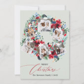 Rustikales Blumengrün 6 Fotos Weihnachtskranz Feiertagskarte (Vorderseite)