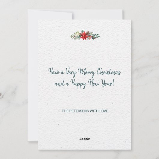 Rustikales Blumenholz Feiertagskarte (Rückseite)