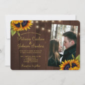 Rustikales Blumenholz, Foto Hochzeit Einladung (Vorderseite)