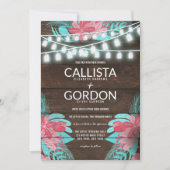 Rustikales Blumenholz Mason Jar Lights Hochzeit Einladung (Vorderseite)