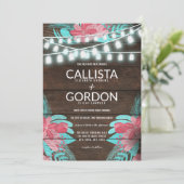 Rustikales Blumenholz Mason Jar Lights Hochzeit Einladung (Stehend Vorderseite)