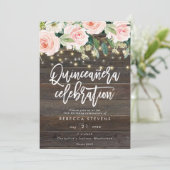 rustikales Blumenholz Quinceanera 15. Geburtstag Einladung (Stehend Vorderseite)