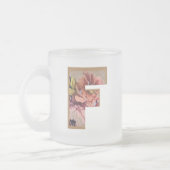 Rustikales Blumeninitial F Monogramm Mattglastasse (Links)