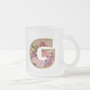 Rustikales Blumeninitial G Monogramm Mattglastasse
