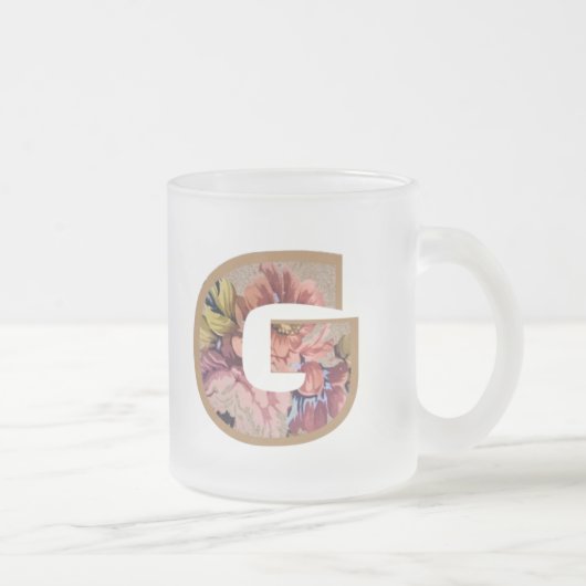 Rustikales Blumeninitial G Monogramm Mattglastasse (Rechts)