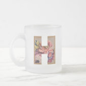 Rustikales Blumeninitial H Monogramm Mattglastasse (Links)