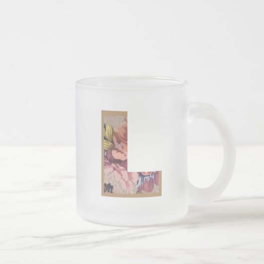 Rustikales Blumeninitial L Monogramm Mattglastasse (Rechts)