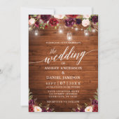 Rustikales Blumenjar Lights Kalligrafie Foto Hochz Einladung (Vorderseite)